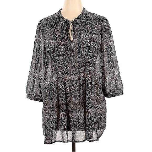 Daniel Rainn Sheer Black and White Tunic Top Boho Blouse Plus Size 1X $50 - Picture 1 of 2